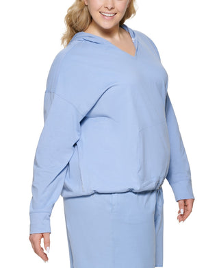 Calvin Klein Women's Cotton Drop Shoulder Pullover Top Blue Size 3X