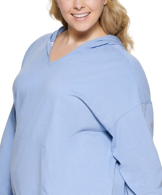 Calvin Klein Women's Hooded T Shirt Blue Size 1X