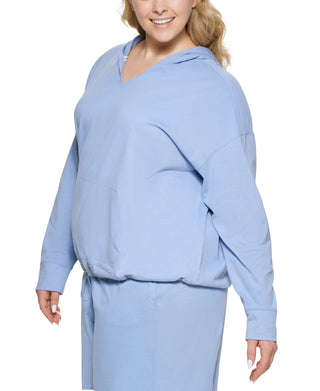 Calvin Klein Women's Hooded T Shirt Blue Size 1X