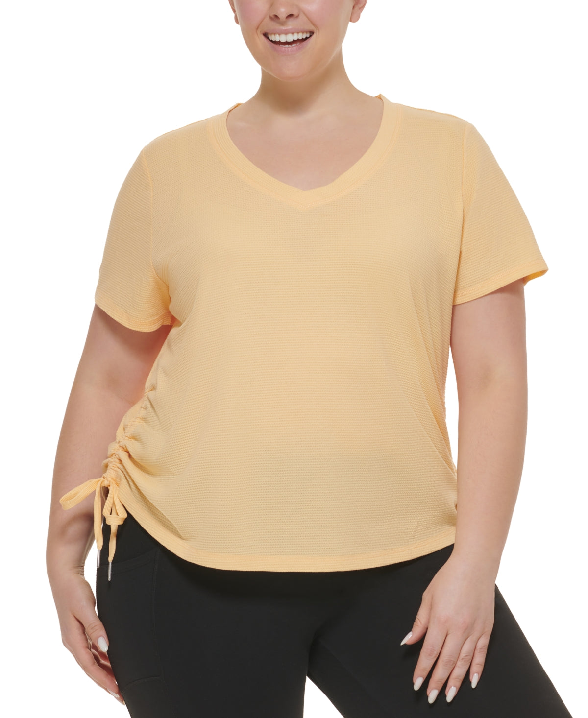 Calvin Klein Women's Ruched T Shirt Yellow Size 1X – Steals
