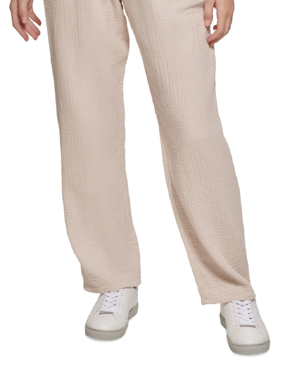 Calvin Klein Women's Cotton Crepe Straight Fit Pants Brown Size Petite Large