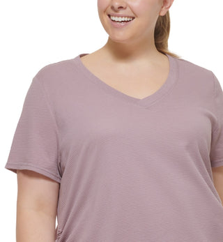 Calvin Klein Women's Ruched T Shirt Brown Size 2X