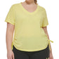 Calvin Klein Women's Ruched T Shirt Yellow Size 1X