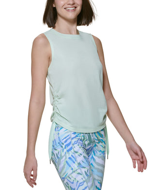 Calvin Klein Women's Ruched Side Tie Tank Top Green Size Large