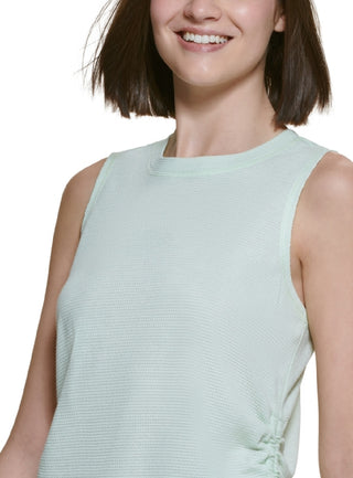 Calvin Klein Women's Ruched Side Tie Tank Top Green Size Large