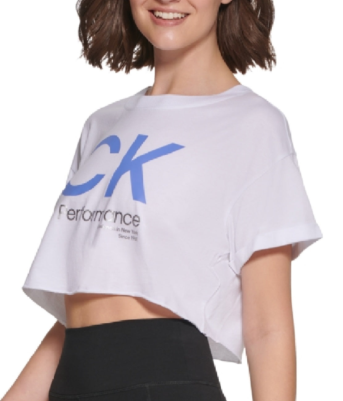 Calvin Klein Women's Cropped Logo T Shirt White Size Medium