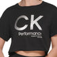 Calvin Klein Women's Cropped Logo T-Shirt Black Size Medium