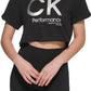Calvin Klein Women's Cropped Logo T-Shirt Black Size Medium