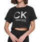Calvin Klein Women's Cropped Logo T-Shirt Black Size Medium