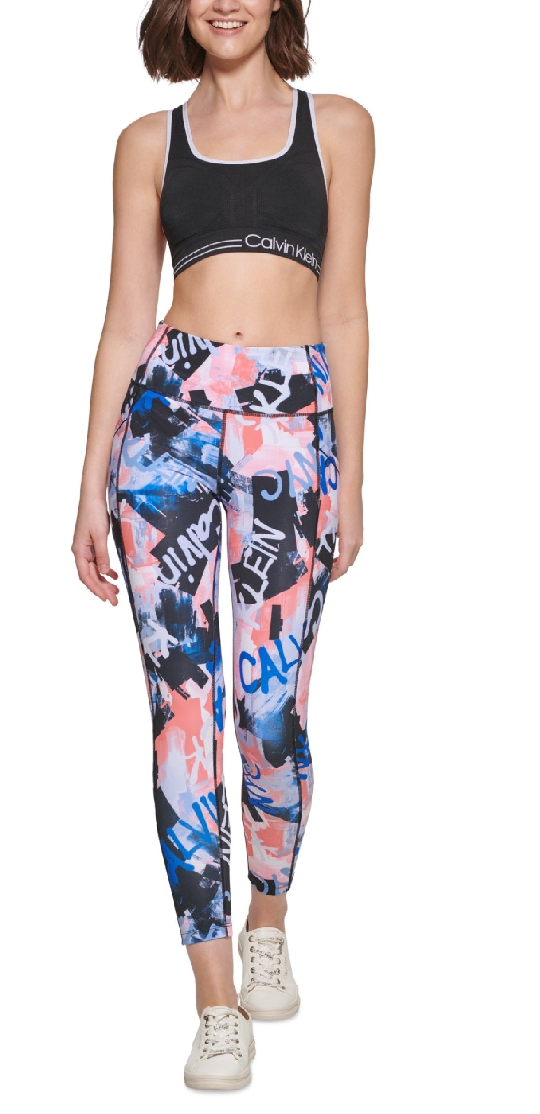 Calvin Klein Women's Printed High Rise 7/8 Leggings Blue Size X-Large