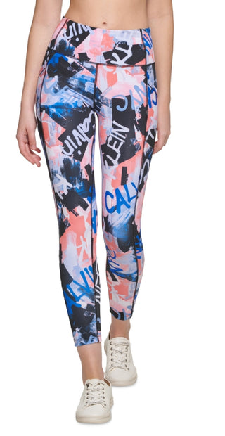 Calvin Klein Women's Printed High Rise 7/8 Leggings Blue Size Medium