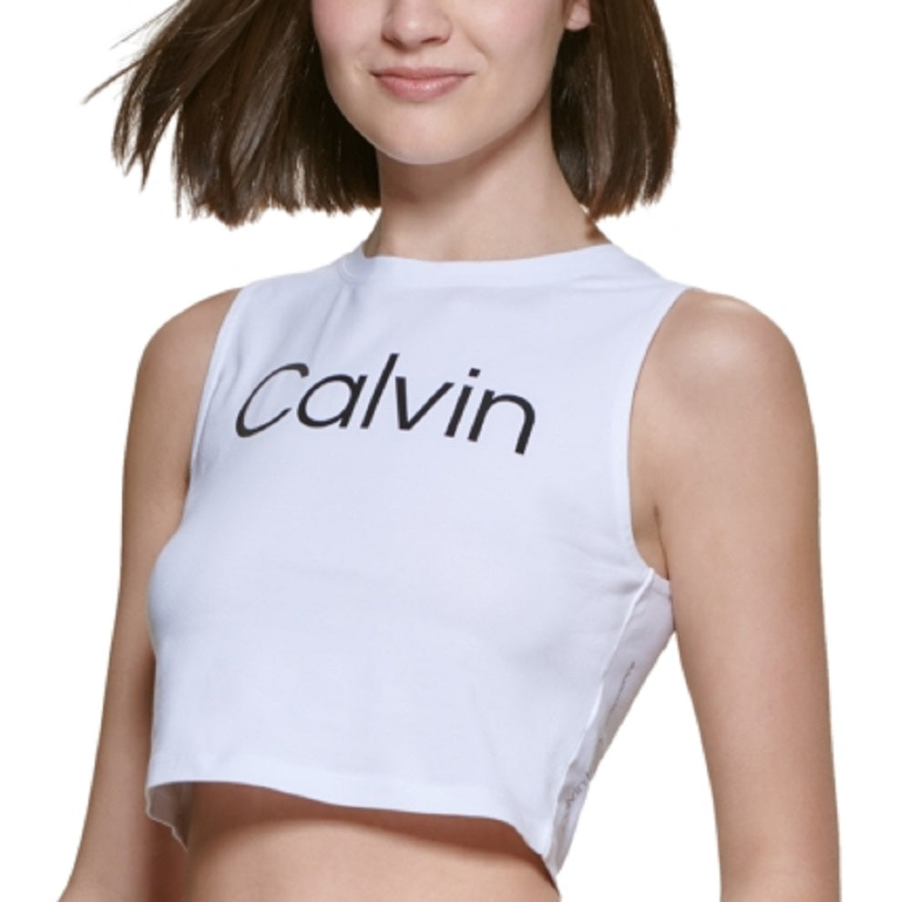 Calvin Klein Women's Cropped Tank Top White Size Medium