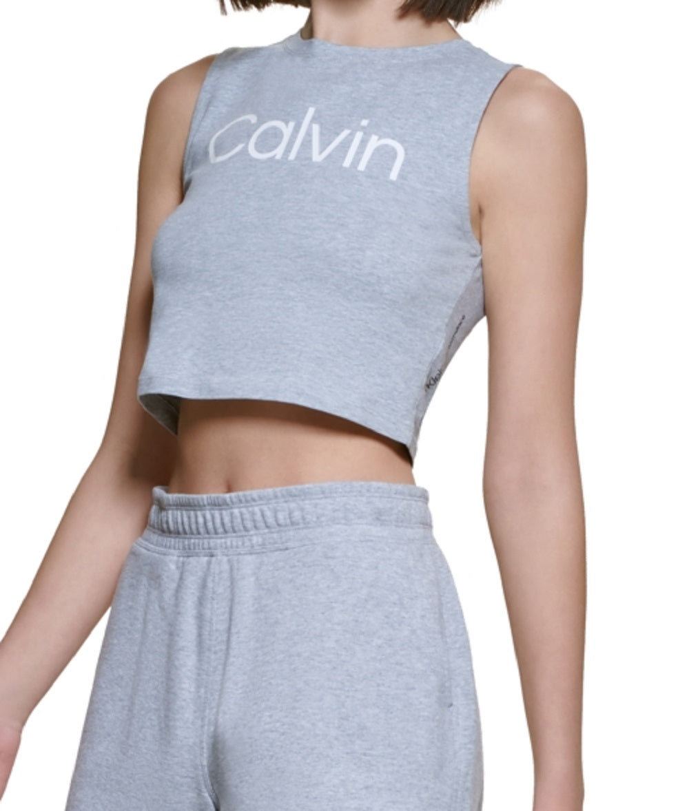 Calvin Klein Women's Cropped Tank Top Gray Size Large