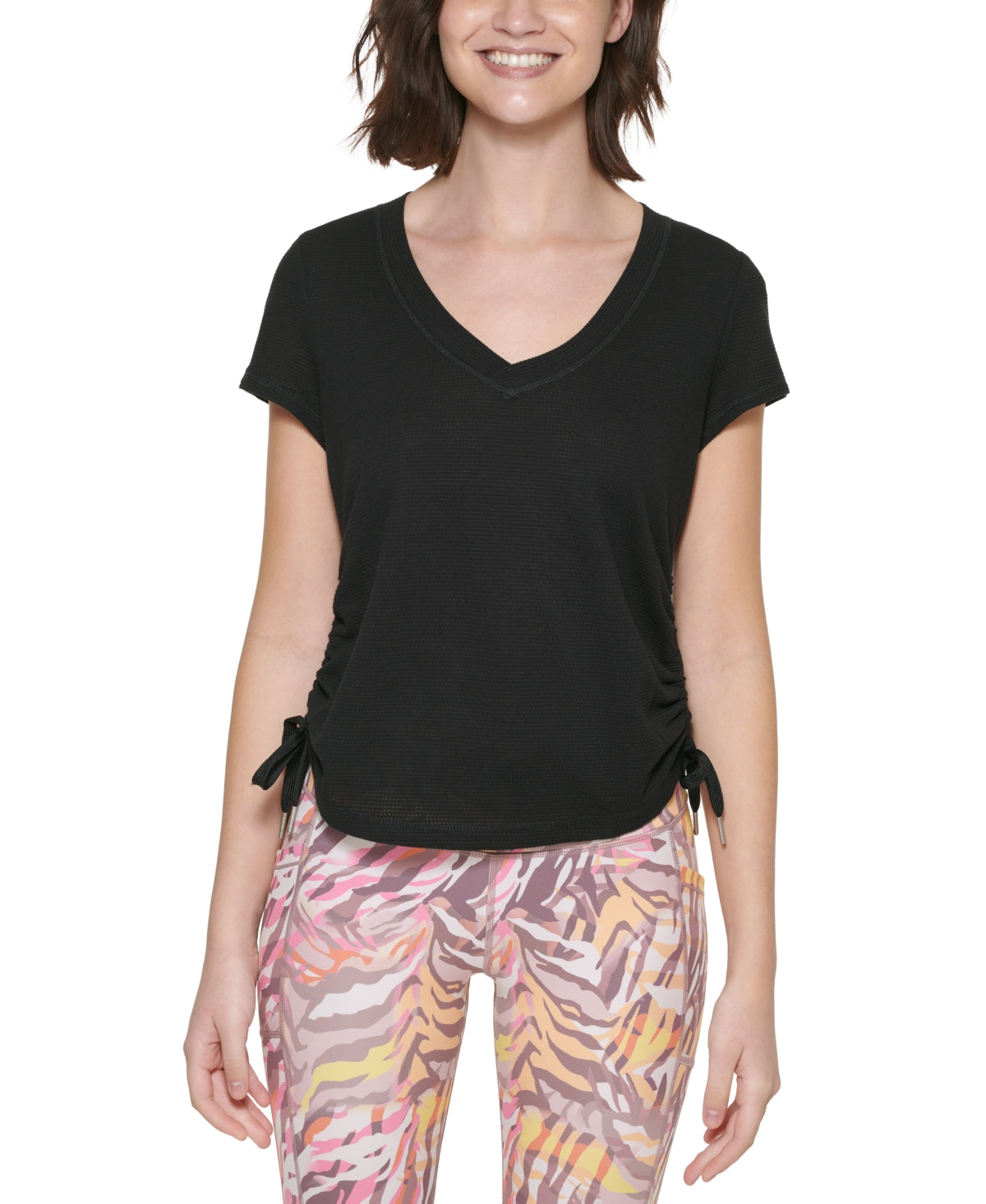 Calvin Klein Women's Ruched Top Black Size Large