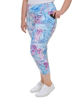 Calvin Klein Women's Printed High Waist 7/8 Leggings Purple Size 1X