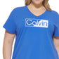 Calvin Klein Women's Logo Tee Blue Size 1X