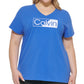 Calvin Klein Women's Logo Tee Blue Size 1X