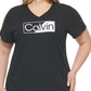 Calvin Klein Women's Logo Tee Black Size 2X