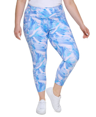Calvin Klein Women's Printed High Waist Leggings Blue Size 3X