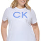 Calvin Klein Women's Performance Plus Logo T-Shirt White Size 3X