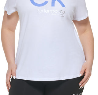 Calvin Klein Women's Performance Plus Logo T-Shirt White Size 3X