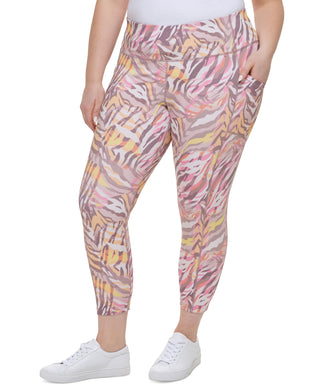 Calvin Klein Women's Printed High Waist 7/8 Leggings Pink Size 3X
