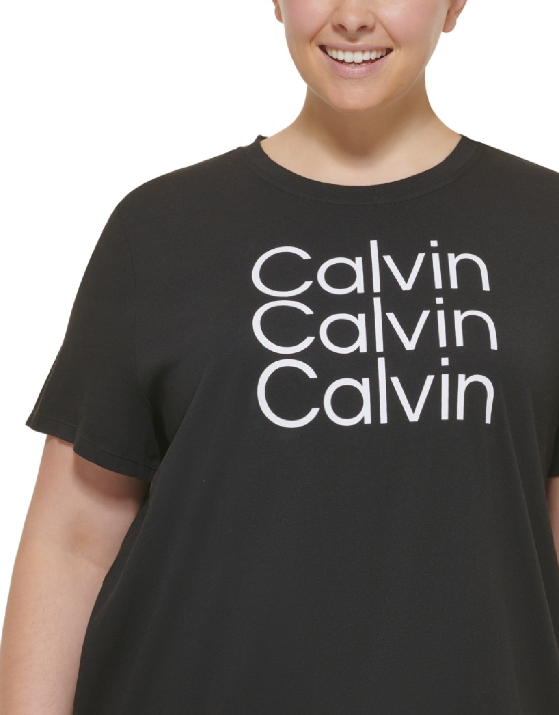 Calvin Klein Women's Triple Logo T Shirt Black Size 3X