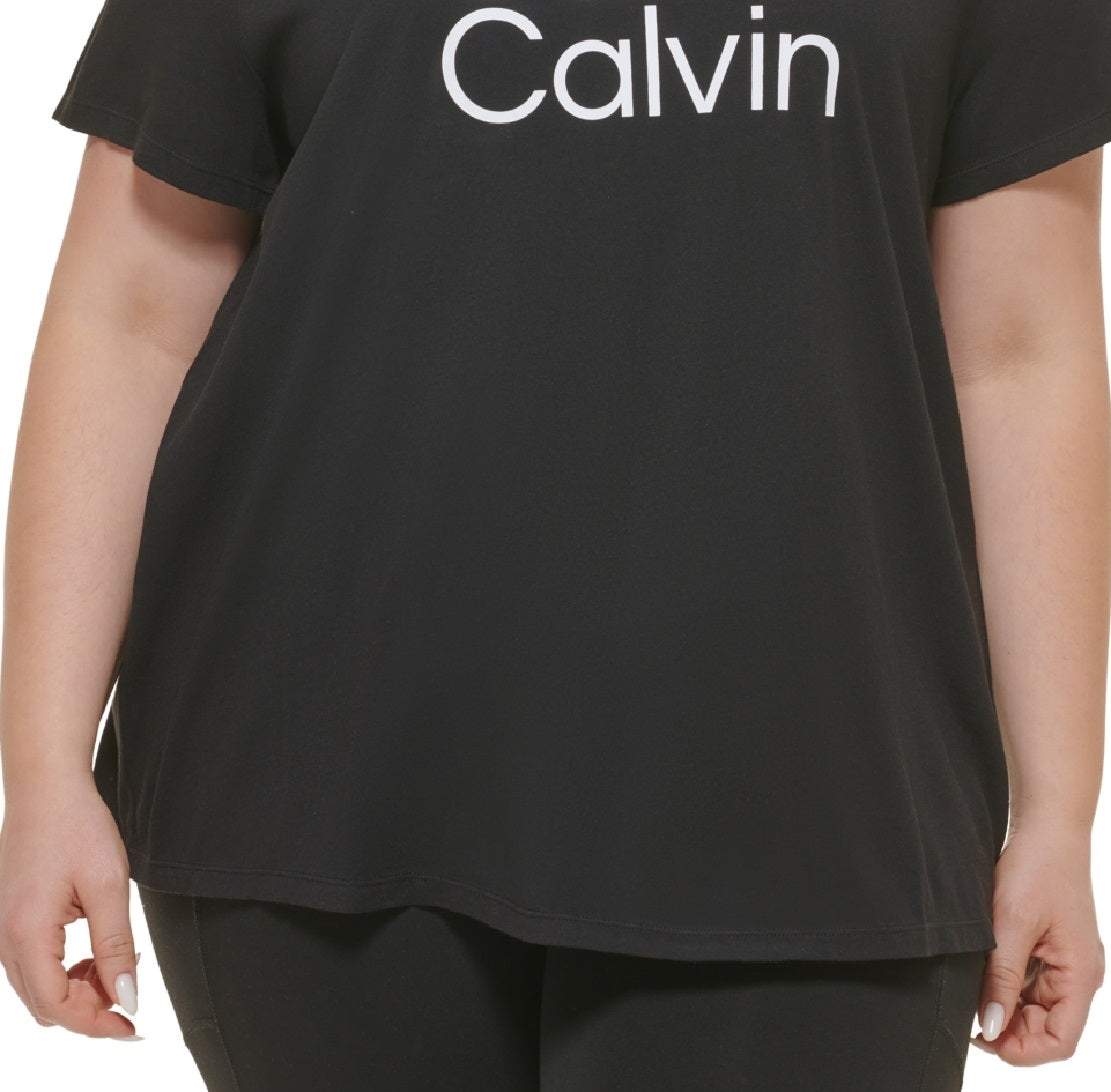 Calvin Klein Women's Triple Logo T Shirt Black Size 3X