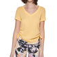 Calvin Klein Women's Ruched Top Yellow Size Medium