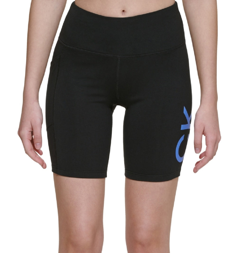 Calvin Klein Women's High Waisted Logo Bike Shorts Black Size Small