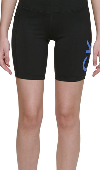 Calvin Klein Women's High Waisted Logo Bike Shorts Black Size Small