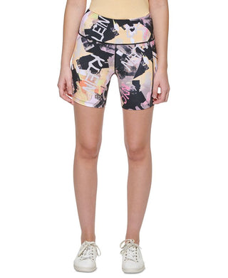 Calvin Klein Women's Printed Side Pocket Bike Shorts Black Size Medium