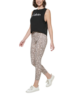 Calvin Klein Women's Printed High Rise 7/8 Leggings Beige Size X-Large