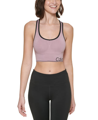 Calvin Klein Women's Medium Impact Racerback Sports Bra Brown