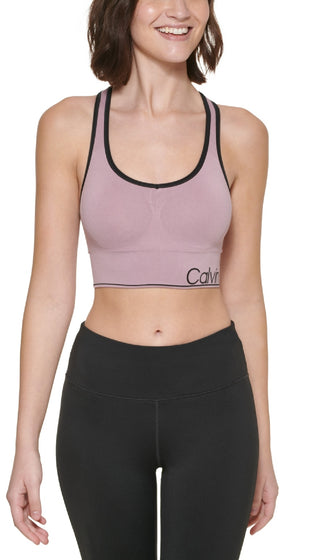 Calvin Klein Women's Medium Impact Racerback Sports Bra Brown