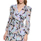 Calvin Klein Women's Printed Puff Shoulder Midi Wrap Dress Black Size 6
