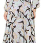 Calvin Klein Women's Printed Puff Shoulder Midi Wrap Dress Black Size 4