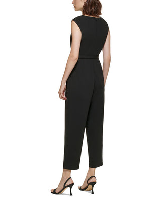 Calvin Klein Women's Twisted Cropped Jumpsuit Black Size 12Petite