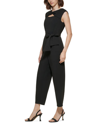 Calvin Klein Women's Twisted Cropped Jumpsuit Black Size 12Petite