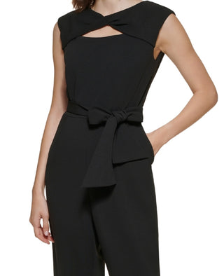 Calvin Klein Women's Twisted Cropped Jumpsuit Black Size 10Petite