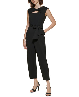 Calvin Klein Women's Twisted Cropped Jumpsuit Black Size 10Petite