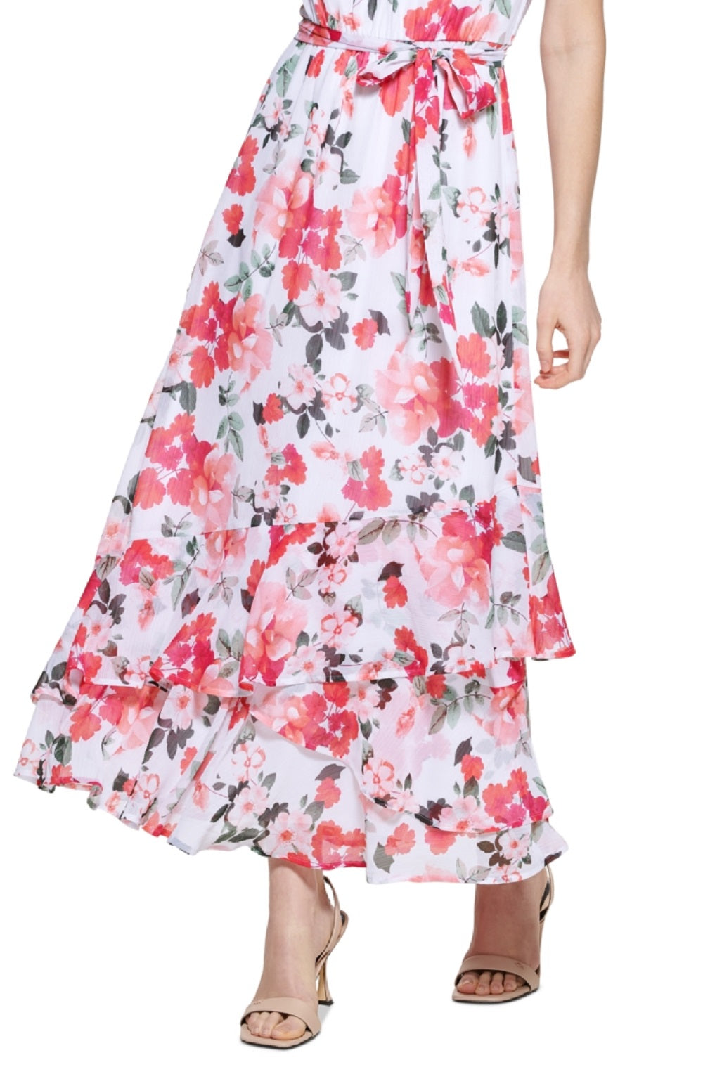 Calvin Klein Women's Floral Maxi Dress Red Size 10Petite
