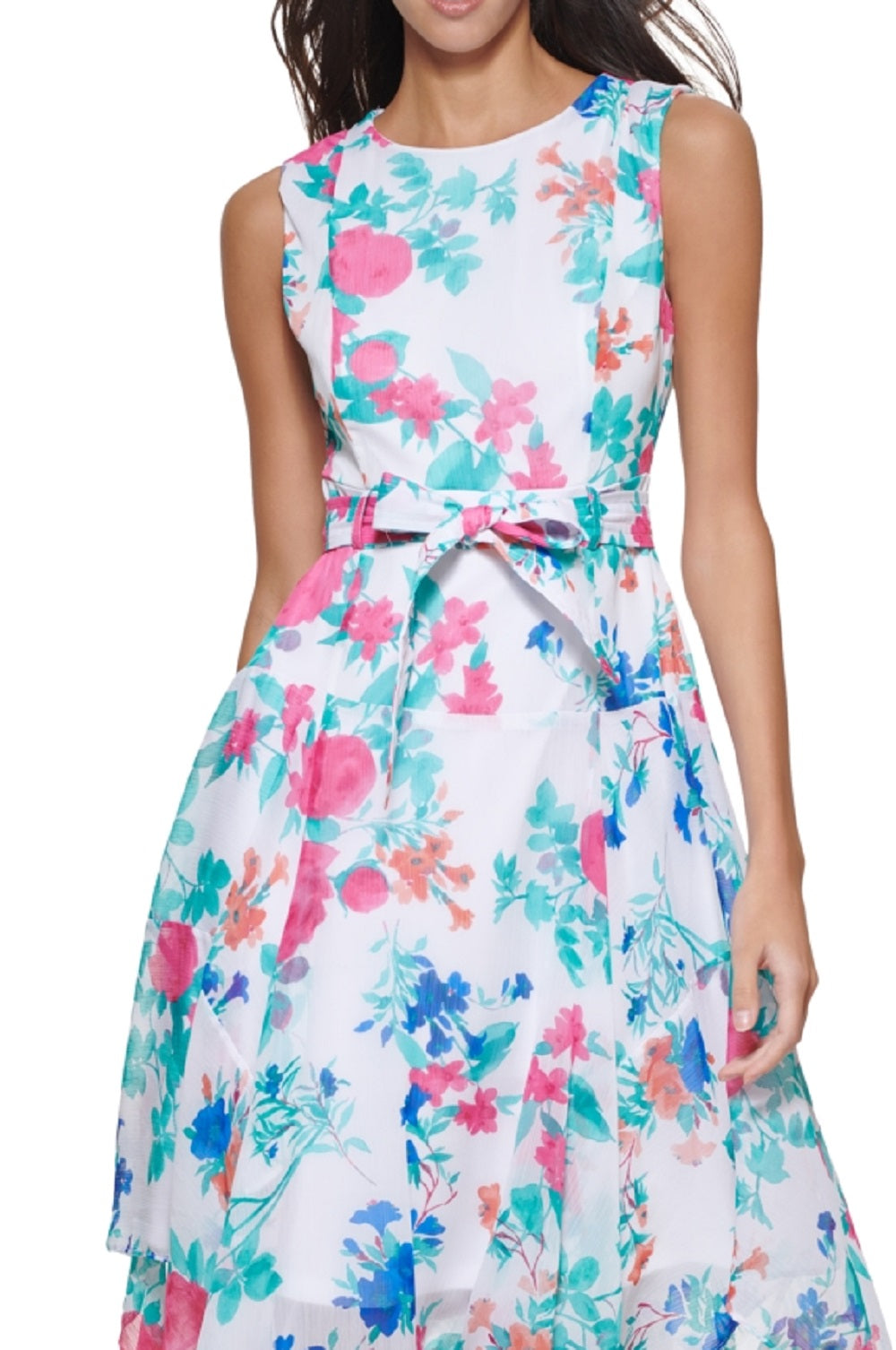 Calvin Klein Women's Floral High Low Dress Pink Size 12Petite