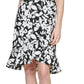Calvin Klein Women's Floral Print Ruffled Hem Dress Black Size 2