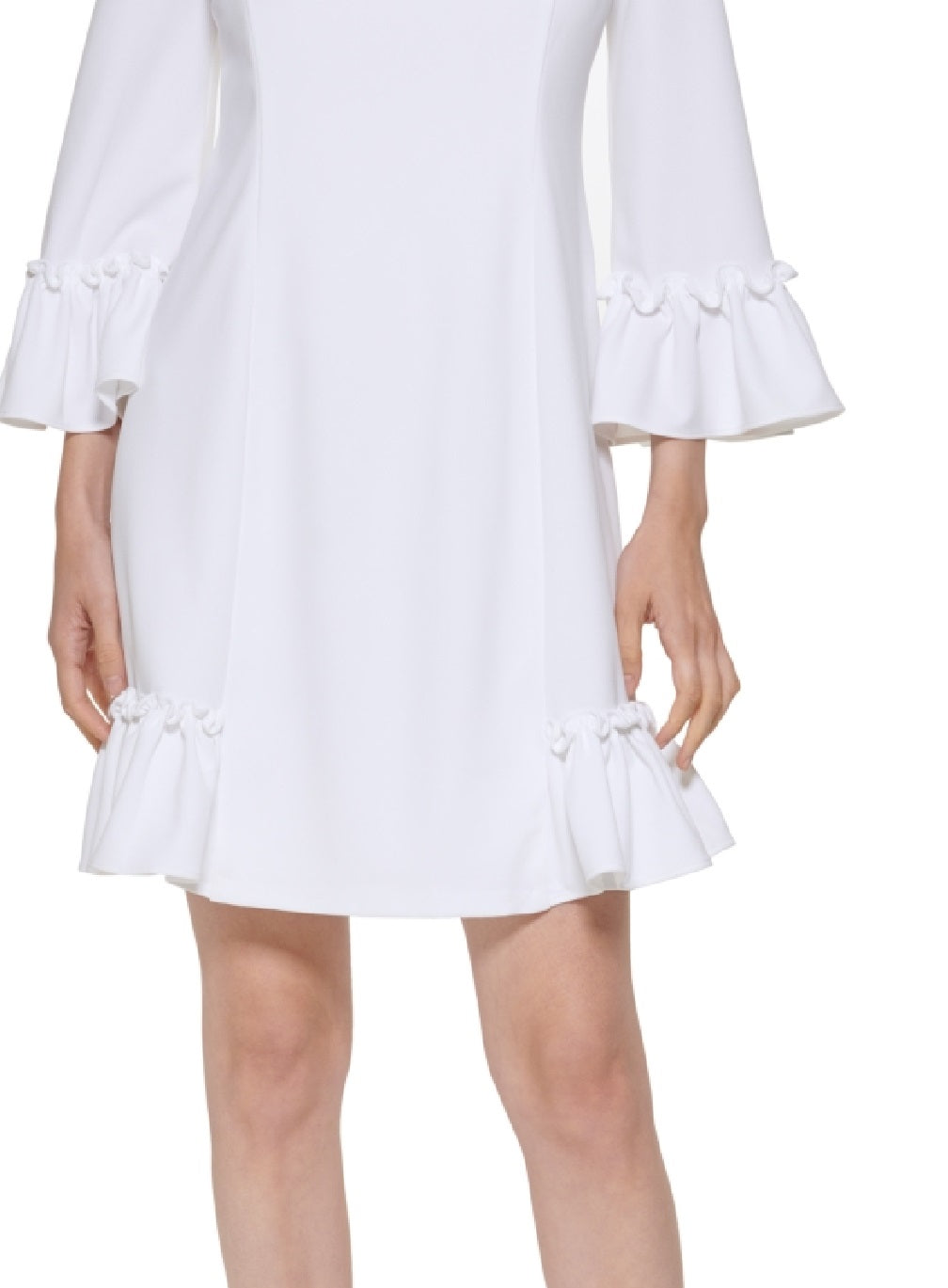 Calvin Klein Women's Ruffled A Line Dress White Size 12