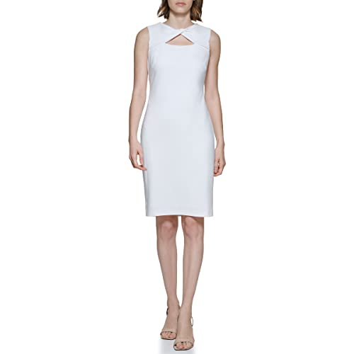 Calvin Klein Women's Twist Neck Sheath Dress White Size 12