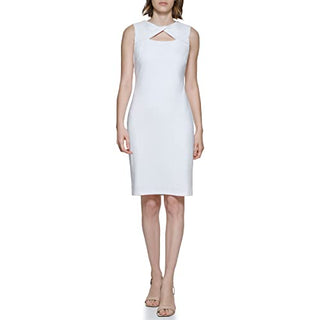 Calvin Klein Women's Twist Neck Sheath Dress White Size 12