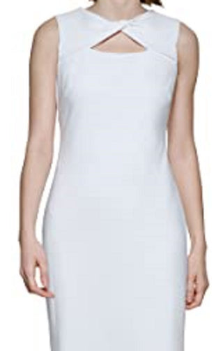 Calvin Klein Women's Twist Neck Sheath Dress White Size 12