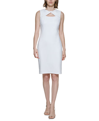 Calvin Klein Women's Twist Neck Sheath Dress White Size 8