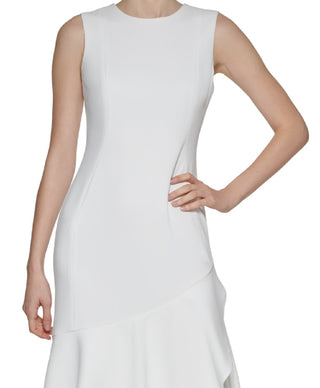 Calvin Klein Women's High Low Midi Dress White Size 4